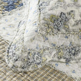 Blue Meadow Patchwork Quilted 3-Piece Bedding Set
