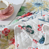 Vintage Bird Floral Garden Print Quilted 3‑Piece Bedding Set