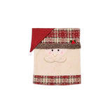 Santa Snowman Christmas Chair Back Protector, Plaid Xmas Dining Chair Slipcover with Santa Hat