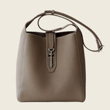 Top-grain cowhide bucket crossbody tote bag