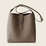 Top-grain cowhide bucket crossbody tote bag
