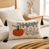 Happy Fall Pumpkin Tufted Lumbar Pillow Cover