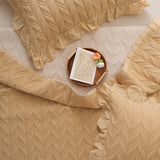 Sage Leaf Double-Layer Gauze Quilted 3-Piece Bedding Set