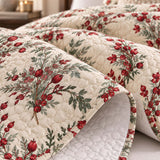 Christmas Berry Botanical Quilted 3-Piece Bedding Set