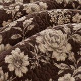 Mocha Vintage Floral Quilted 3-Piece Bedding Set