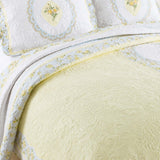 Golden Meadow Embroidered Floral Quilted 3-Piece Bedding Set