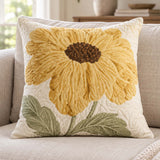 Golden Sunflower Cottage Quilted Pillow Cover