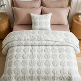 Dusty Blue Polka Dot Embossed Quilted Bedspread Cotton Puff Quilt Blanket
