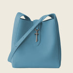 Top-grain cowhide bucket crossbody tote bag