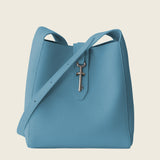 Top-grain cowhide bucket crossbody tote bag