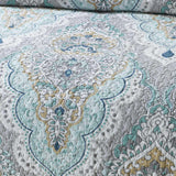 Bohemian Mandala Floral Print Quilted 3‑Piece Bedding Set
