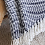 Classic Herringbone Cotton Throw Blanket