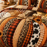 H.PAI Patchwork Pumpkin 3‑Piece Quilted Bedding Set