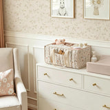 Whimsical Forest Quilted Beige Diaper Caddy Organizer