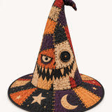 Patchwork Button-Eye Monster Gothic Handcrafted Quilted Witch Hat