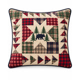 Black Bear Plaid Star Woodland Quilted Pillow Cover