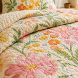 H.PAI Colorful Wildflower Meadow Quilted 3-Piece Bedding Set