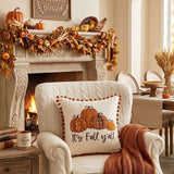 It's Fall Y'all Pumpkin Pom Pom Throw Pillow Cover