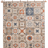Terracotta Blue Mosaic Tile Patchwork Quilted 3-Piece Bedding Set
