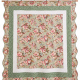 Vintage Rose Garden 100% Cotton Quilted 3-Piece Bedding Set