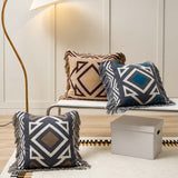 Western Geometric Fringe Knitted Pillow Cover