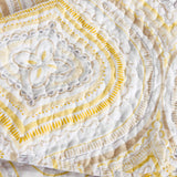 Yellow Grey Geometric Ogee Pattern Quilted 3‑Piece Bedding Set