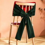 Christmas Velvet Chair Bow Sash, 29×19 inch Green Chair Back Decor
