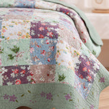 Sage Floral Patchwork Quilted 3-Piece Bedding Set