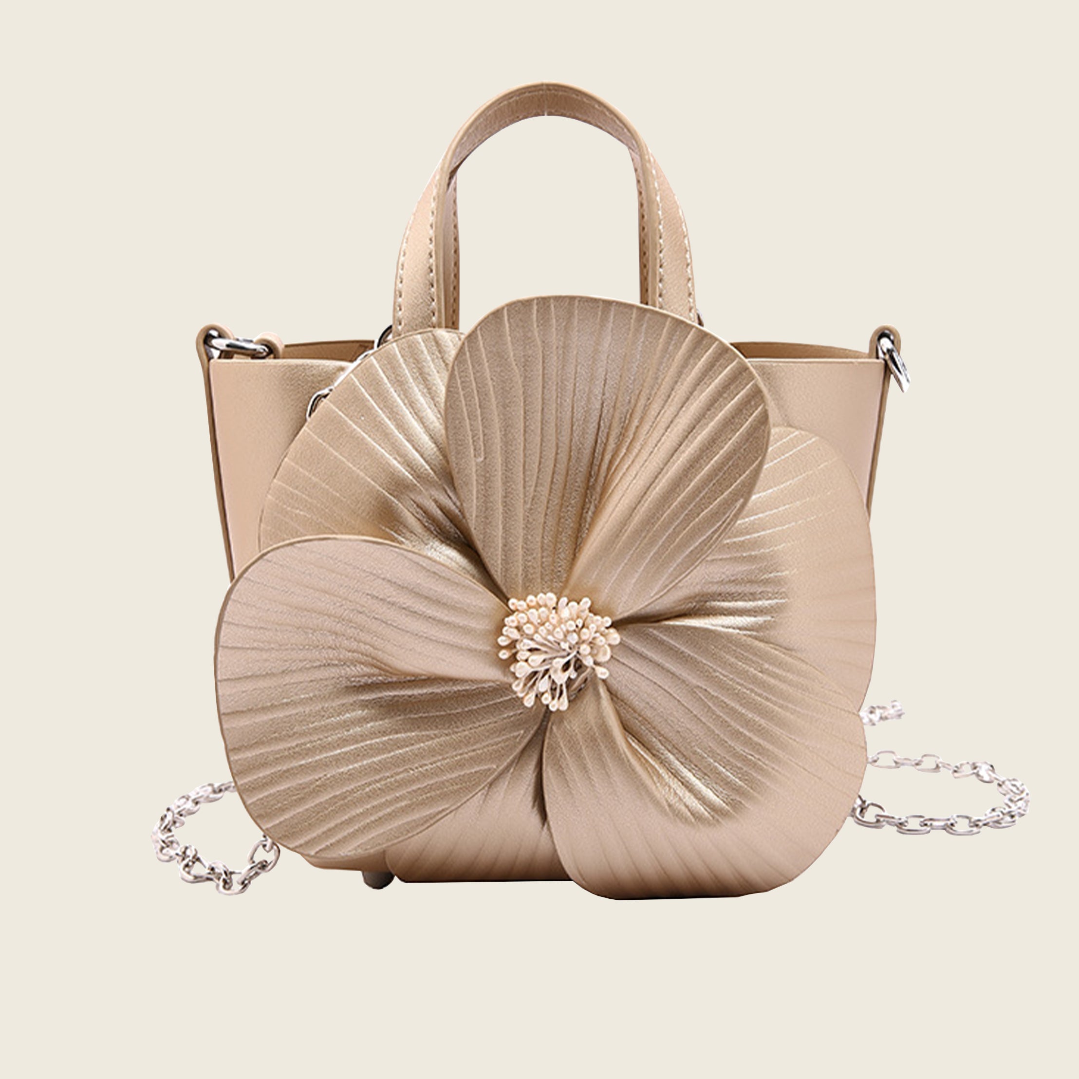 Camellia Flower Bucket Bag Elegant Floral Party Handbag
