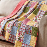 Cottage Rose Patchwork Quilted 3-Piece Bedding Set