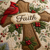 H.PAI Cardinal Cross Faith Quilted 3-Piece Bedding Set