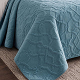 Geometric Velvet Solid Color Quilted 3-Piece Bedding Set