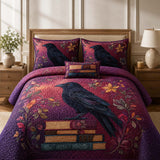 H.PAI Raven Enchanted Library Quilted 3-Piece Bedding Set