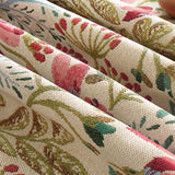Vintage Floral Botanical Faux Linen Jacquard Scalloped Edge Table Runner
