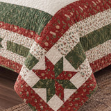 Vintage Christmas Star Patchwork Quilted 3-Piece Bedding Set