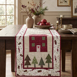 Christmas Rustic Floral Appliqué Quilted Table Runner