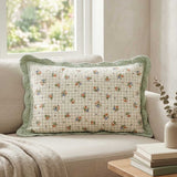 Ditsy Floral Scalloped Cotton Throw Pillow Cover