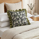 Vintage Botanical Ruffled Edge Pillow Cover
