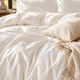 Solid Color Cotton 3-Piece Duvet Cover Bedding Set