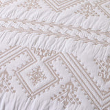 Ivory Nomad Geometric Quilted 3-Piece Bedding Set