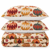 Argyle Pumpkin Autumn Harvest Quilted 3-Piece Bedding Set