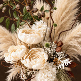 Ivory Peony Pampas Grass Dried Flower Bouquet