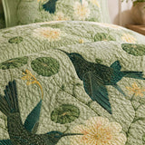 Hummingbird Botanical Garden Quilted 3-Piece Bedding Set