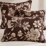 Mocha Vintage Floral Quilted 3-Piece Bedding Set
