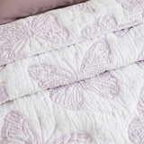 Lavender Butterfly Embossed Quilted Bedspread Puff Quilted Cotton Blanket