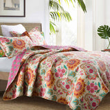 Boho Colorful Paisley Floral Patchwork Quilted 3‑Piece Bedding Set