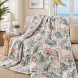 Blush Tropical Floral Garden Quilted Blanket