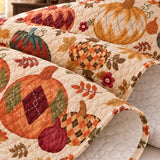 Argyle Pumpkin Autumn Harvest Quilted 3-Piece Bedding Set