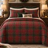 Christmas Tartan Plaid Quilted 3-Piece Bedding Set