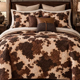 Western Brown Cowhide Print Quilted 3-Piece Bedding Set